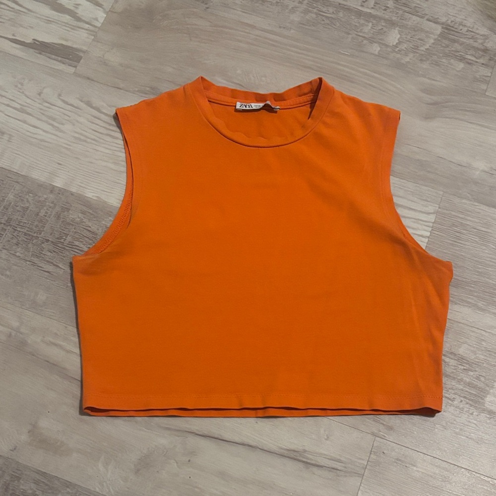 Zara Bold Orange Crop Top